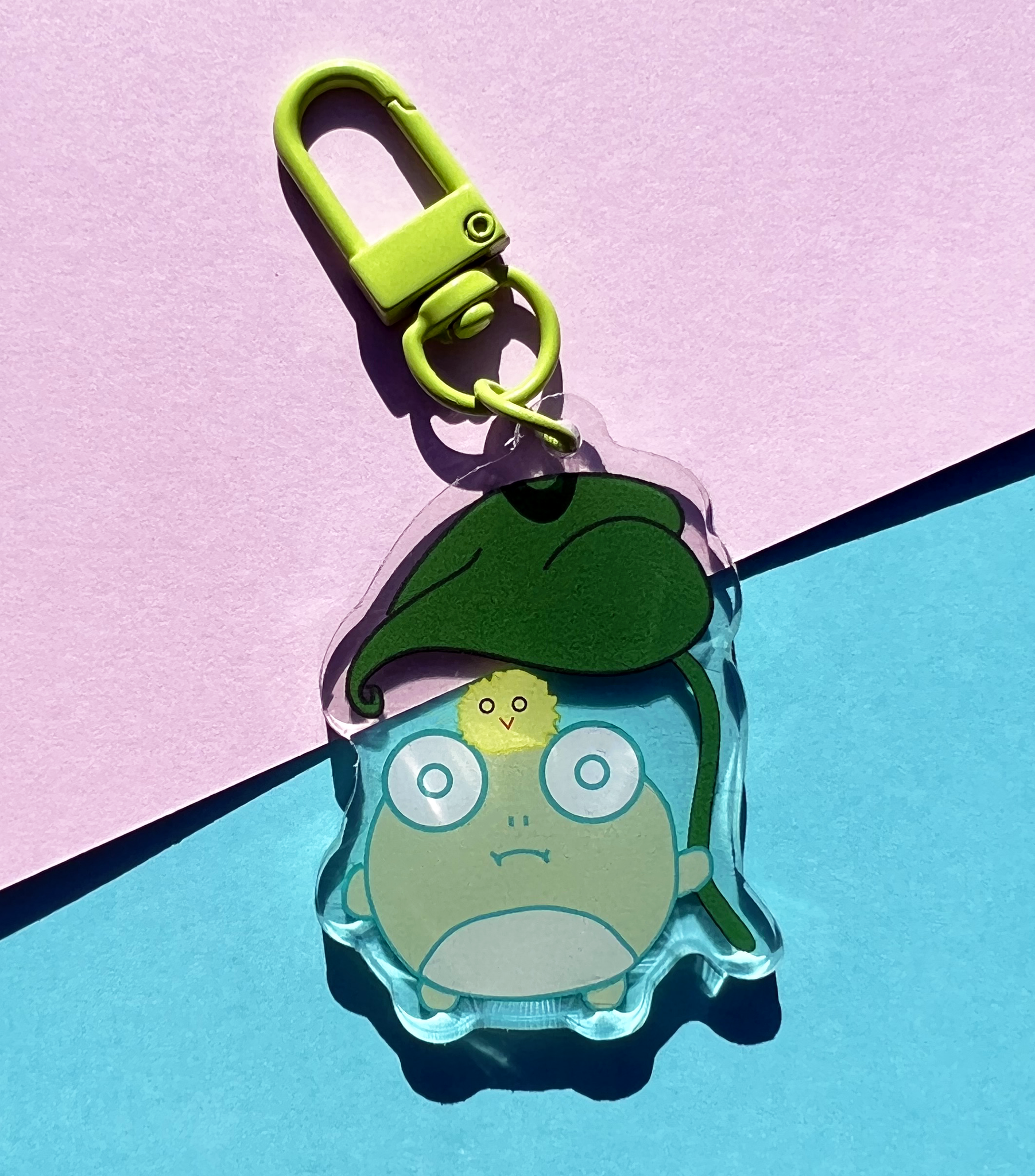 Frog holding Leaf Acrylic Keychain