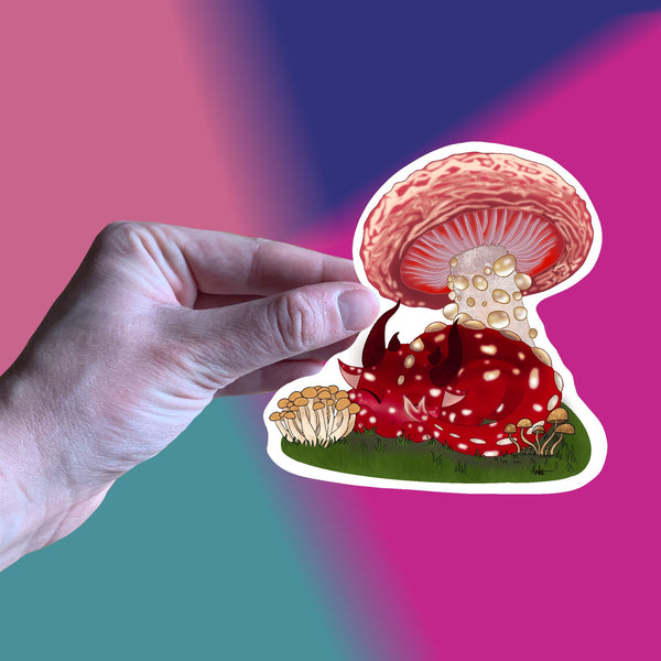 Mushroom dragon vinyl sticker