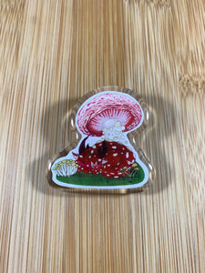 Mushroom dragon acrylic pin