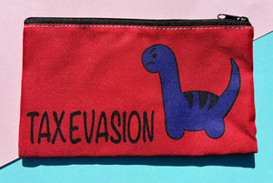 Tax evasion dinosaur pencil case