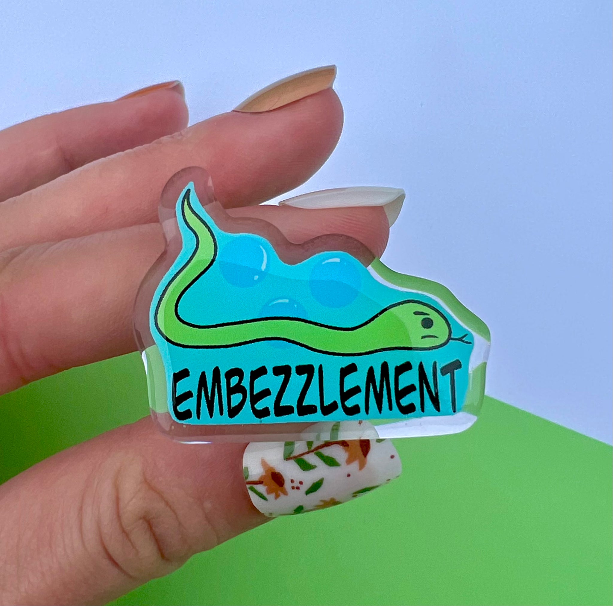 Embezzlement Snake Acrylic Pin