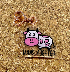 Strawberry Manslaughter Cow Acrylic Keychain